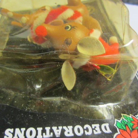 VINTAGE 70'S RED NOSE REINDEER WOODEN ORNAMENT IN ORIGINAL PKG, PRICE PRODUCTS, - Picture 10 of 10